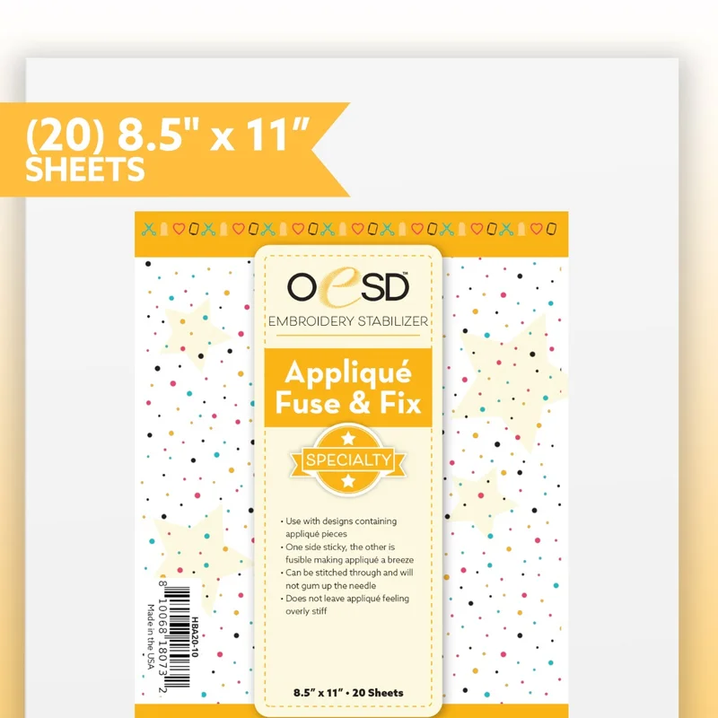 OESD: Applique Fuse and Fix Sheets (20) 8-1/2 x 11