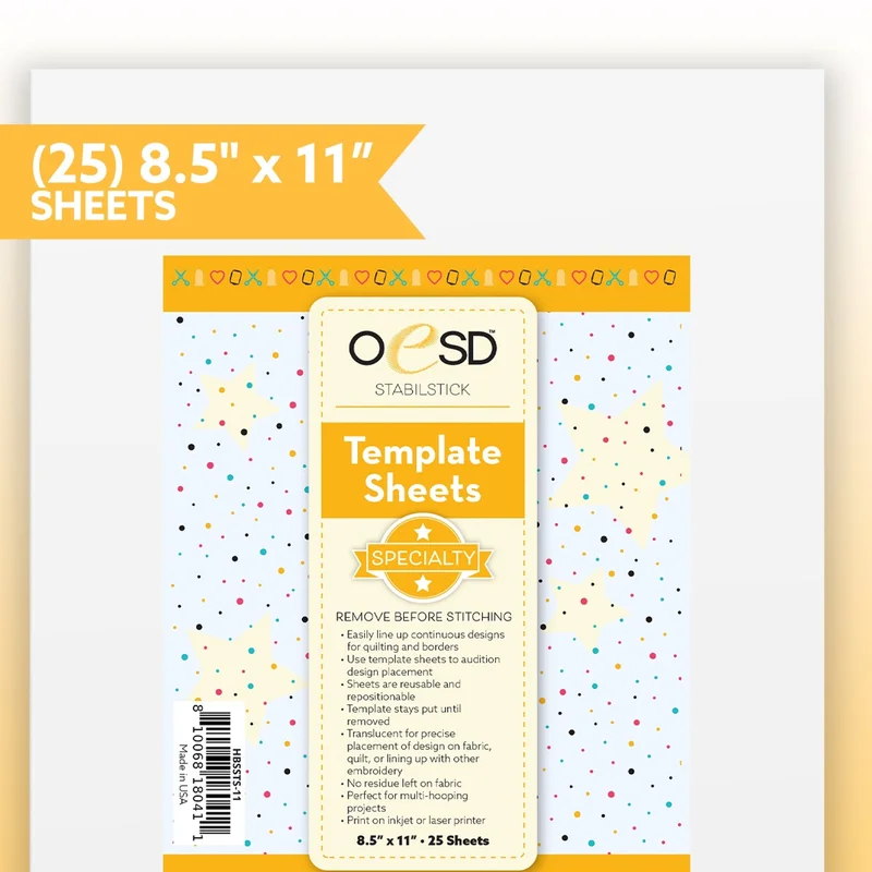 OESD: StabilStick Template Sheets - (25)  8.5"x11"