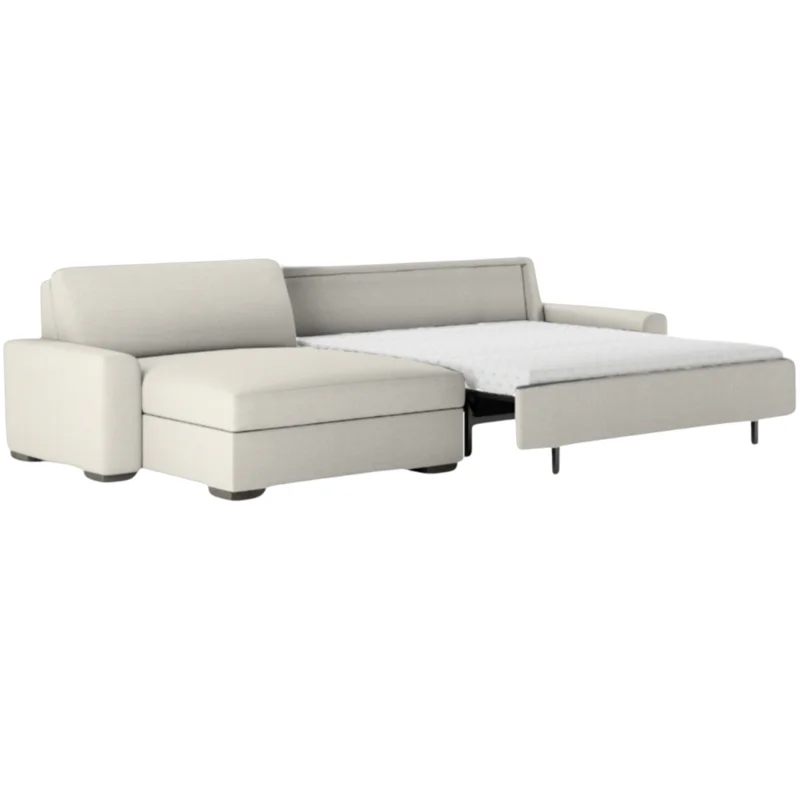 Olson Sleeper LAF Chaise Sleeper Sectional, Artemis Snow Performance Fabric/Mink, Queen, 117"W x 68"D