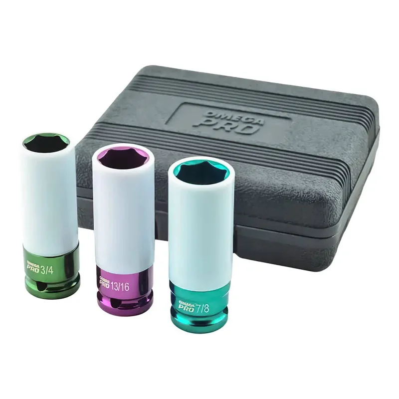 Omega 1/2" Dr. SAE Coated Impact Socket Set, 3 Pcs - 83002