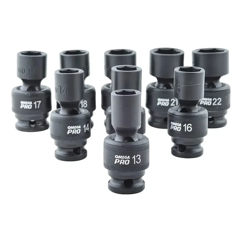 Omega 1/2" Dr. Swivel Metric Impact Socket Set, 9 Pcs - 83021