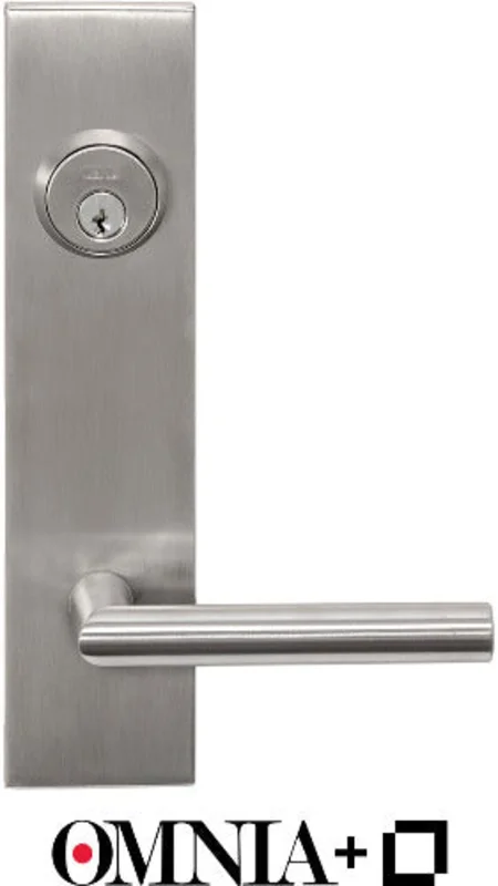 Omnia Modern Stainless Steel Keyless Deadbolt Entrance Lever 12 Lockset with Plates powered by Level