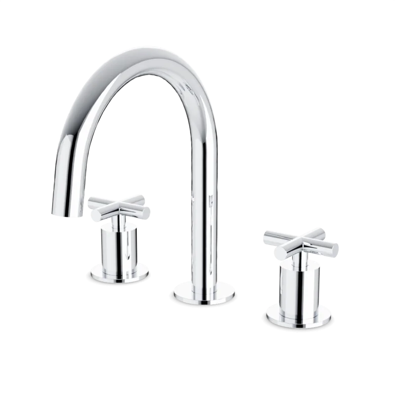Opera 3-Hole Deck Mount Tub Filler With Arc Spout & Cross Handles