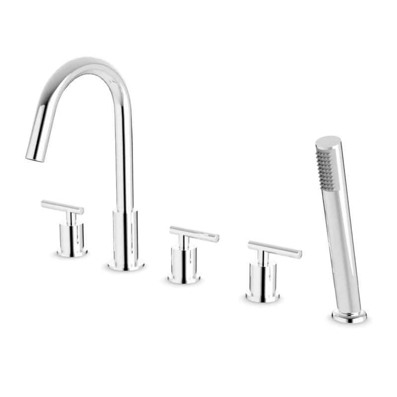Opera Round 5-Hole Deck Mounted Tub Filler with Hand Shower