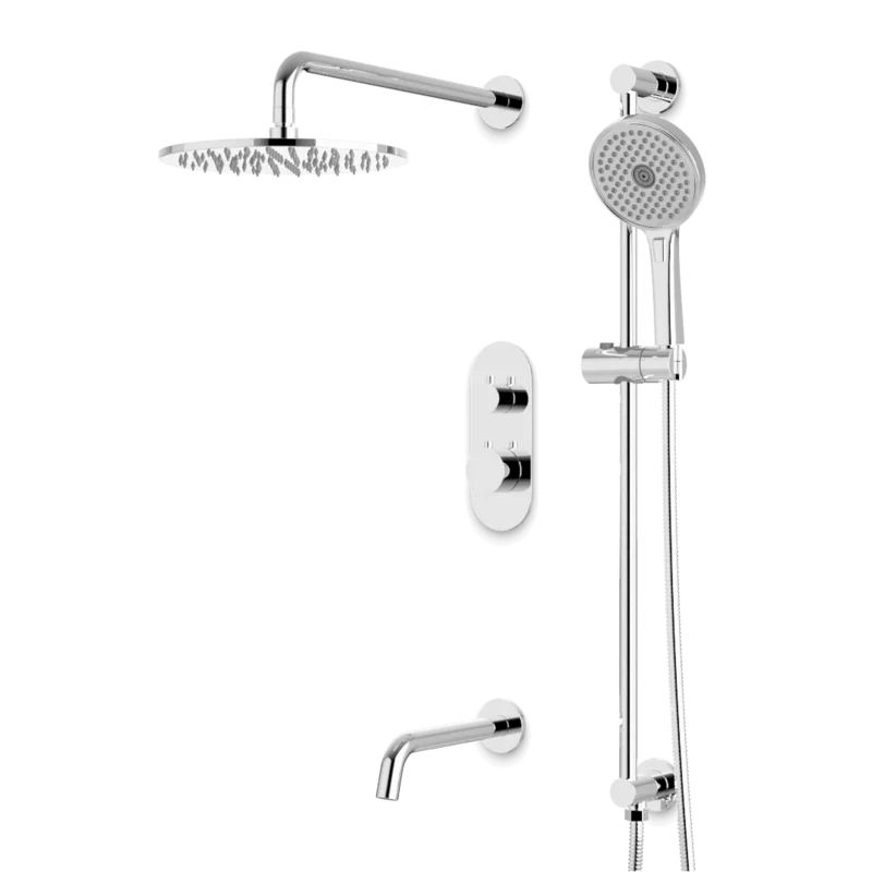 Opera Thermostatic Shower Trim Kit with Hand Shower on Slide Bar, Tub Filler