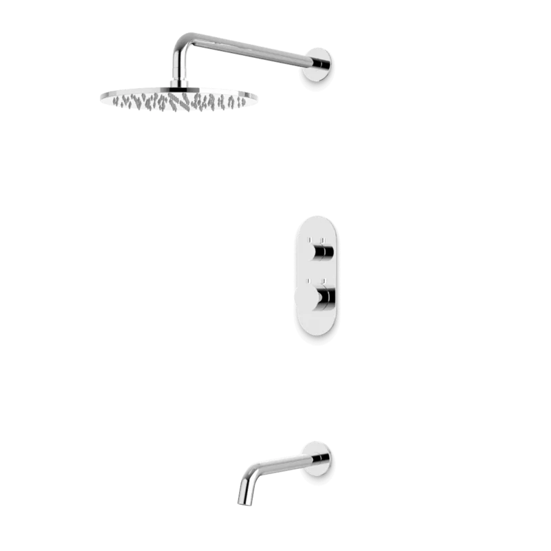 Opera Thermostatic Shower Trim Kit with Wall Mount Shower Head, Tub Filler