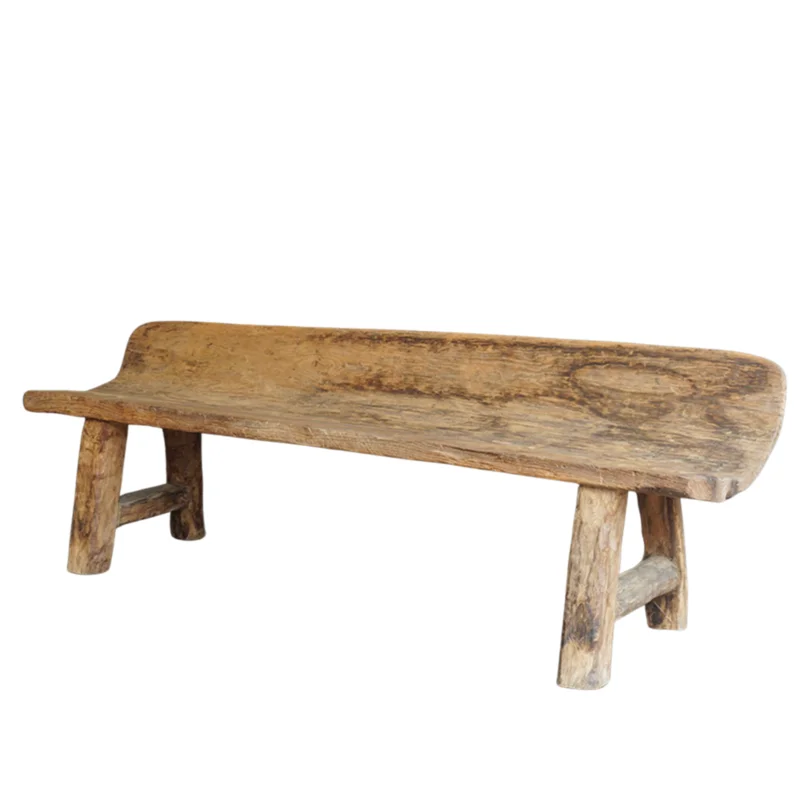 Original Antique Teak Bench, 80"L x 19"W x 26"D