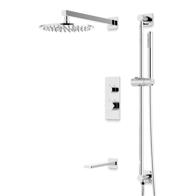 Otella Thermostatic Shower Trim Kit with Hand Shower on Slide Bar, Tub Filler