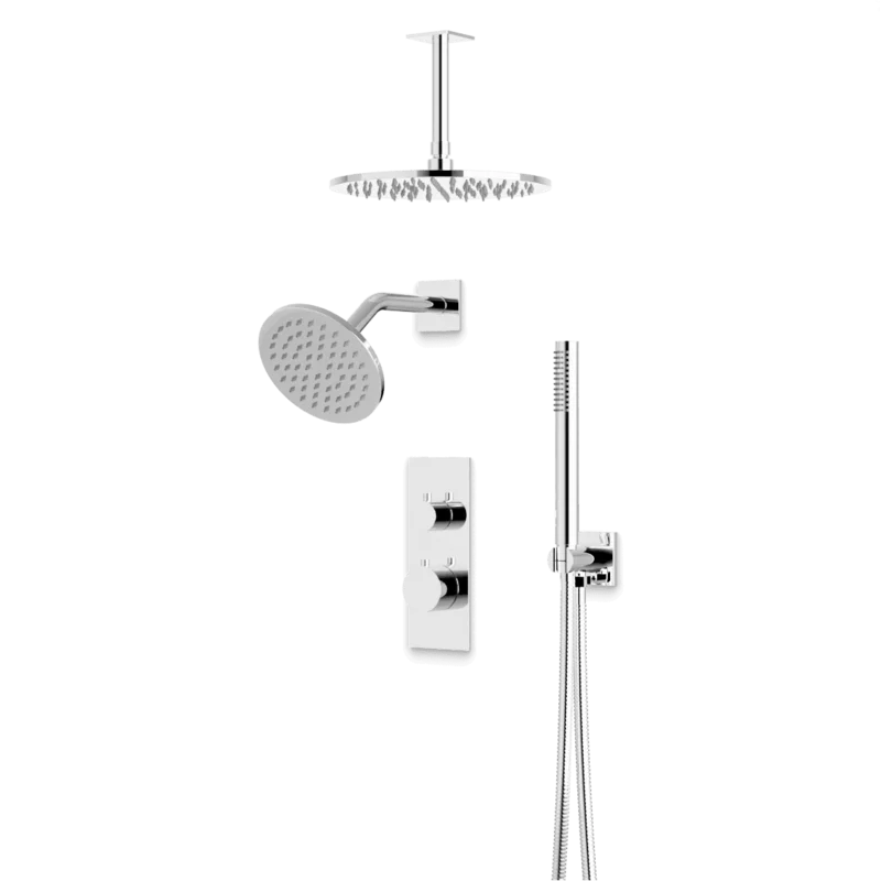 Otella Thermostatic Shower Trim Kit with Wall & Ceiling Mount Shower Head, Hand Shower
