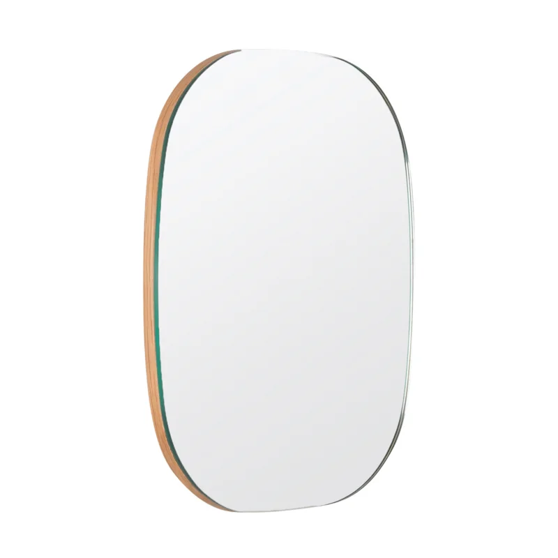 Oval Wall Mirror, Oak 20"W x 24.5"H