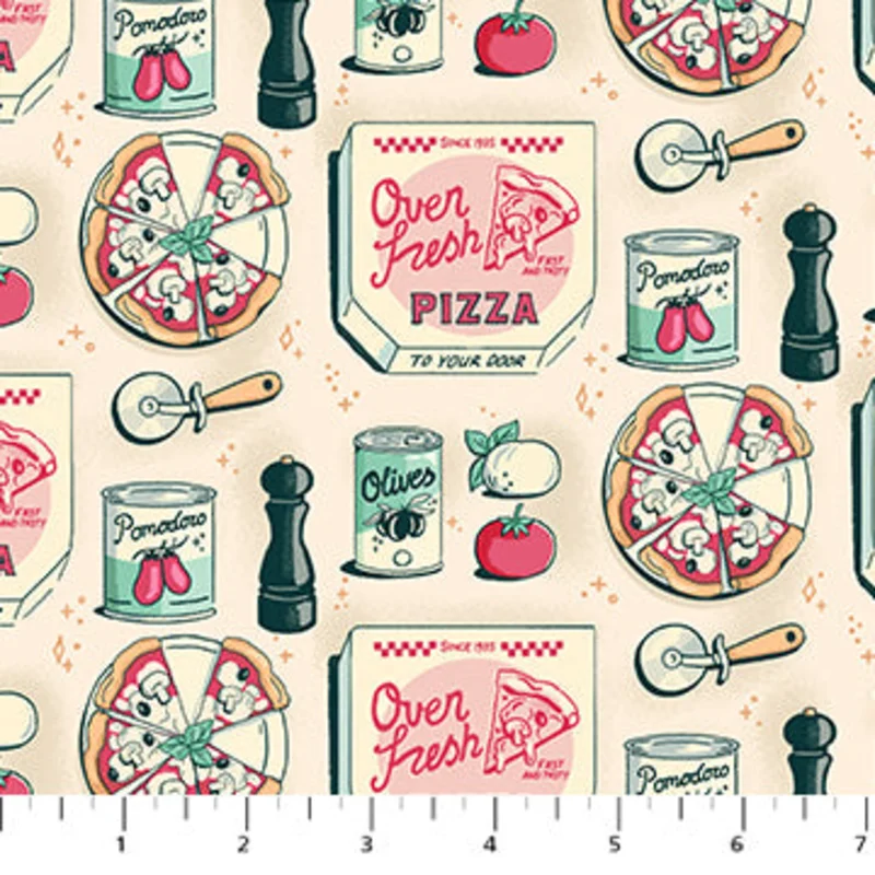 OVEN FRESH: Pizza-Cream (1/4 Yard)