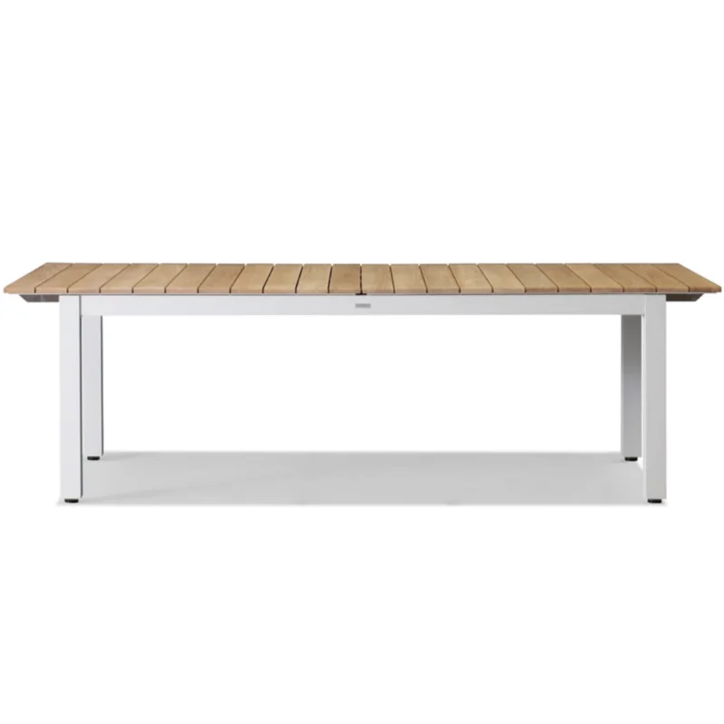 Pacific Teak Extendable Dining Table - Natural Aluminum Frame, 95"W (extends to 129"W) x 39"D