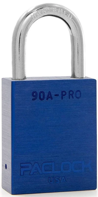 PACLOCK 90A-PRO Aluminum Padlock 1-3/16" Tall Shackle Lock Out Tag Out Blue