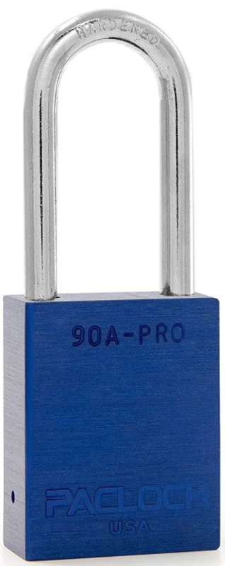 PACLOCK 90A-PRO Aluminum Padlock 2" Tall Shackle Lock Out Tag Out Blue