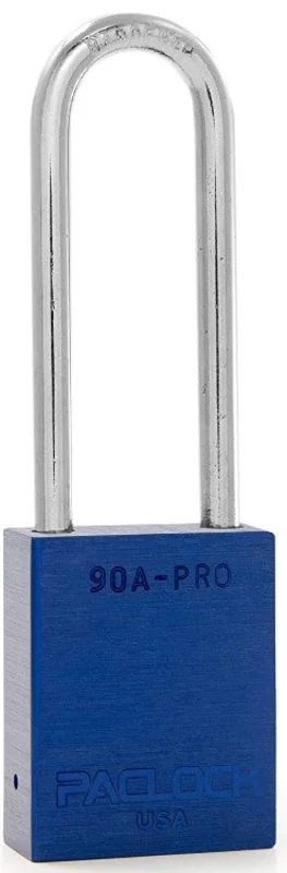 PACLOCK 90A-PRO Aluminum Padlock 3" Tall Shackle Lock Out Tag Out Blue