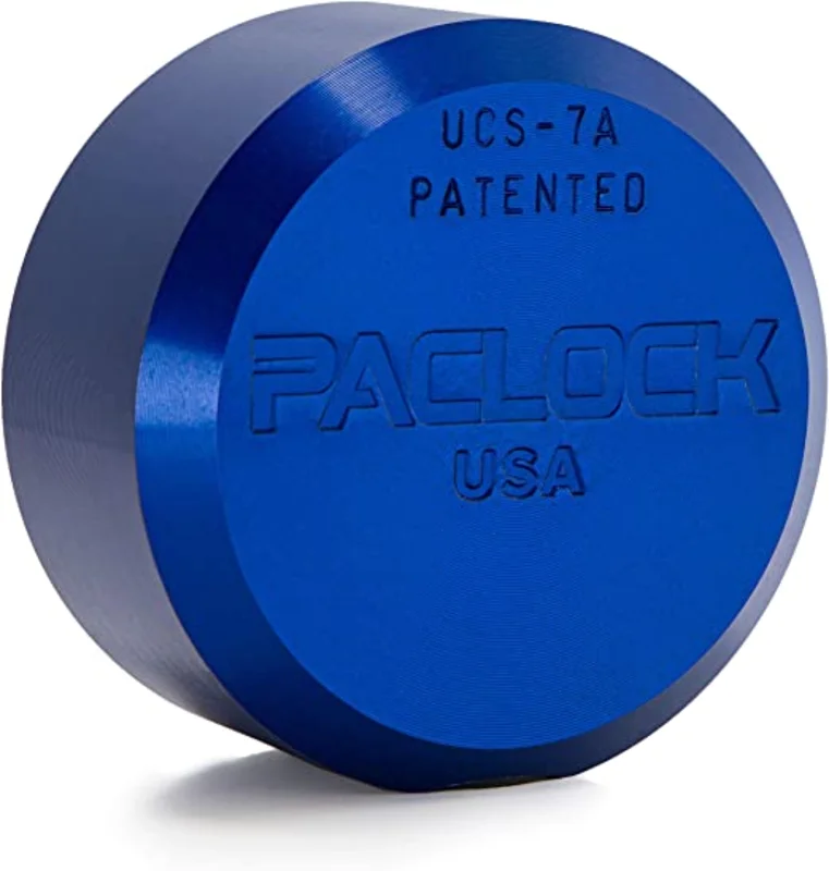 Paclock UCS-7A Puck Lock Hidden Shackle Aluminum Flat Back Blue
