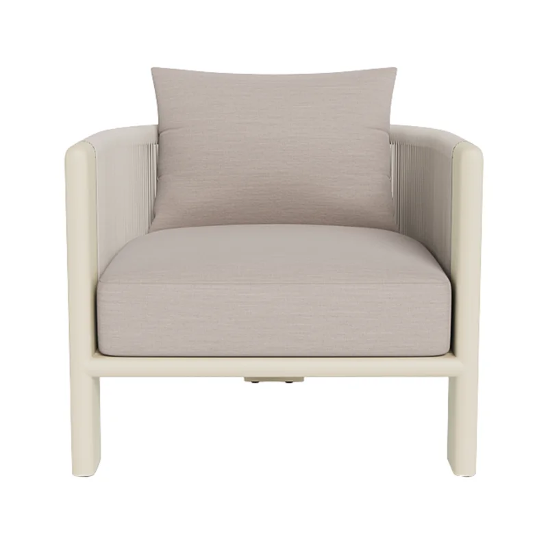 Palm Beach Lounge Chair, Aluminum Bone/Panama Marble/Rope Shell, 31.5"W