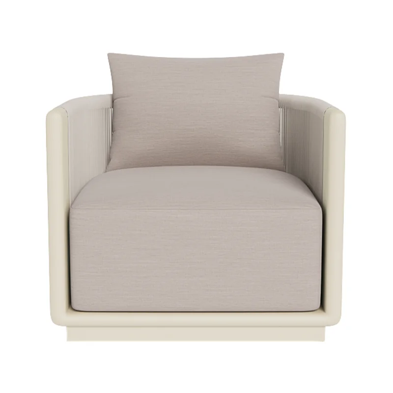 Palm Beach Swivel Lounge Chair, Aluminum Bone/Panama Marble/Rope Shell, 31.5"W