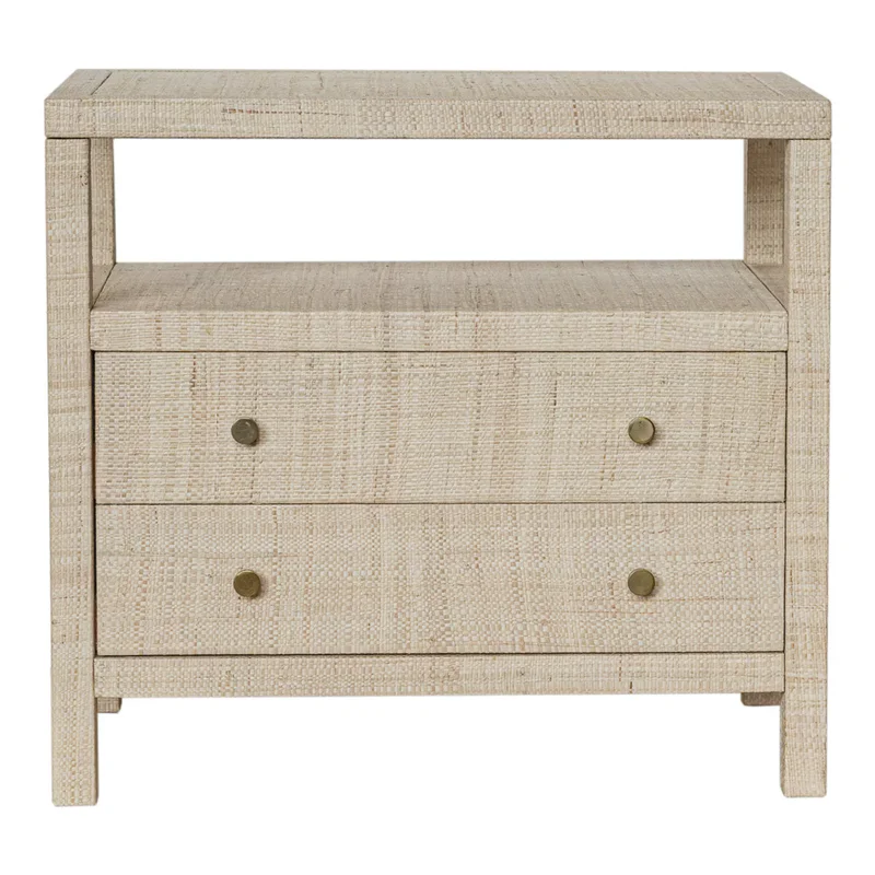 Paloma 2 Drawer Raffia Wrapped Night Stand - Natural, 28"W