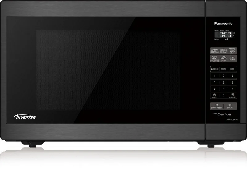 Panasonic - 1.3 cu. Ft Counter top Microwave in Black Stainless - NNSC688S Black Stainless