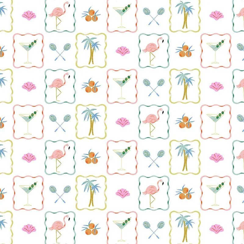 PARADISE ROYALE: Sunshine State-White (1/4 Yard)