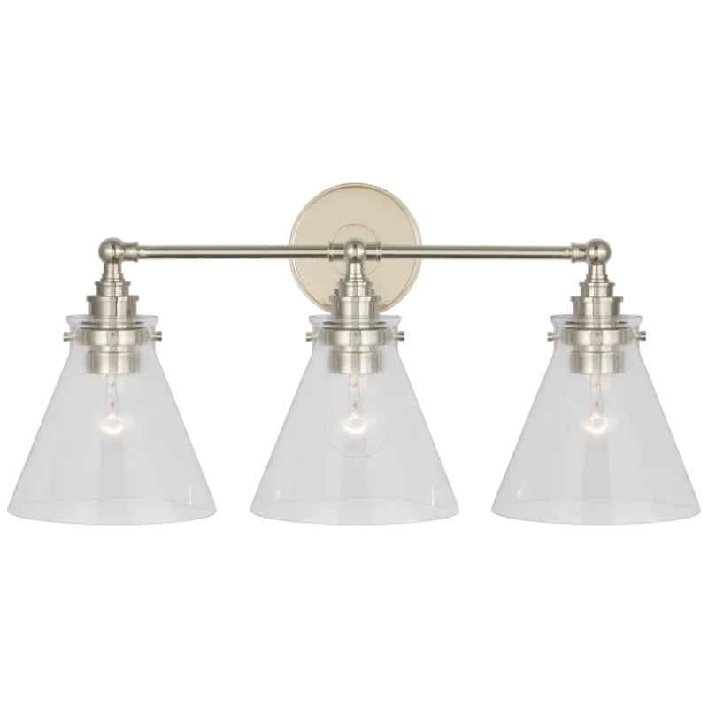 Parkington 24" Three Light Bath Bar, Polished Nickel