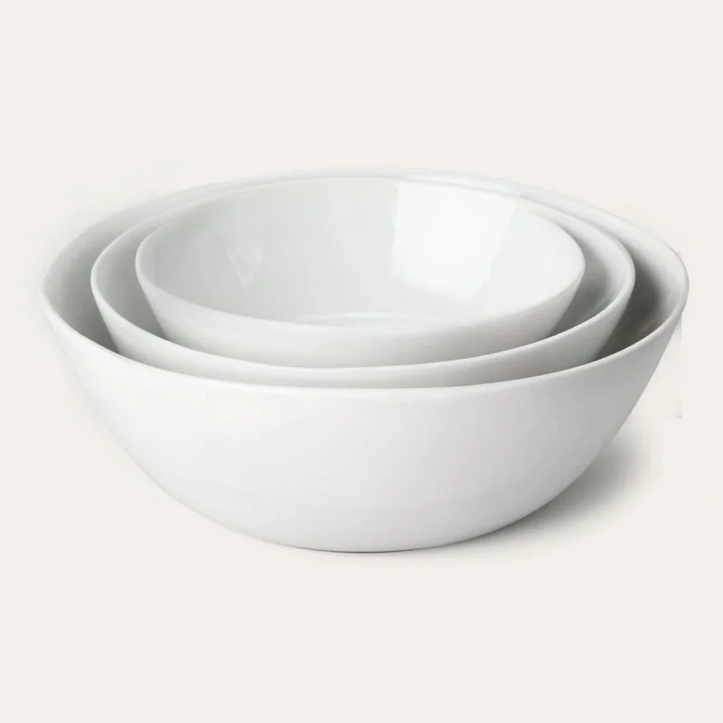 Pearl White Nested Serving Bowls, Set of 3