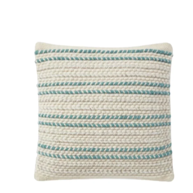 Ped0021 Beige / Teal, 18" x 18"
