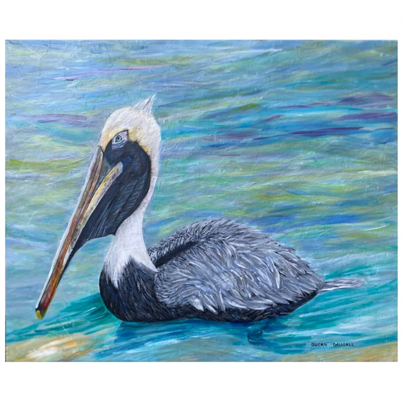 Pelican Swimming, 36.25"W x 29.5"H