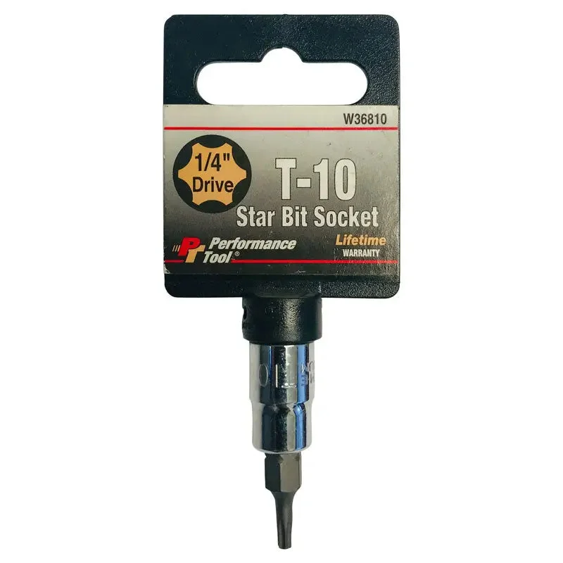 Performance Tool W36810 T-10 Star Bit Socket 1/4" Dr.