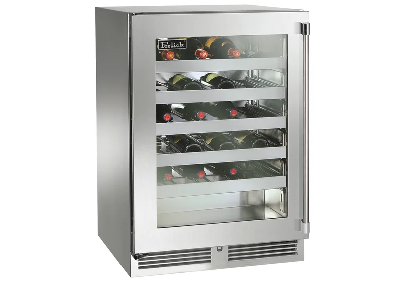 Perlick - 23.875 Inch 5.2 cu. ft Built In / Integrated Wine Fridge Refrigerator in Stainless - HP24WS-3-3L Stainless