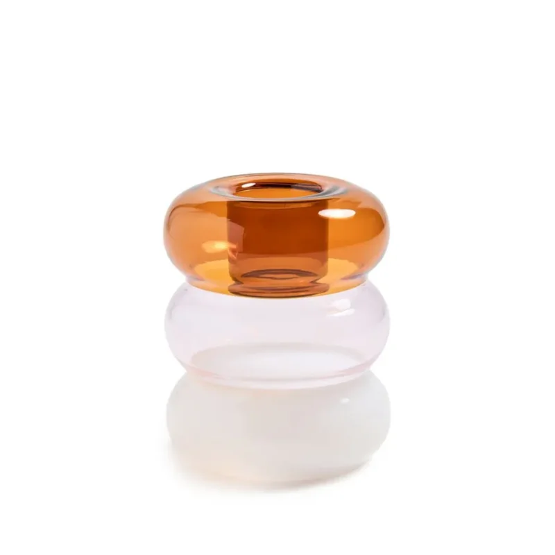 "Petite Pauline, Candle Holder, Amber/Pink/White "