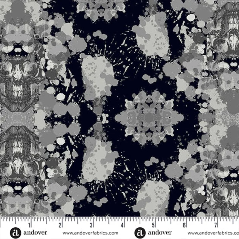 PHANTASM: Dark Damask-Raven (1/4 Yard)