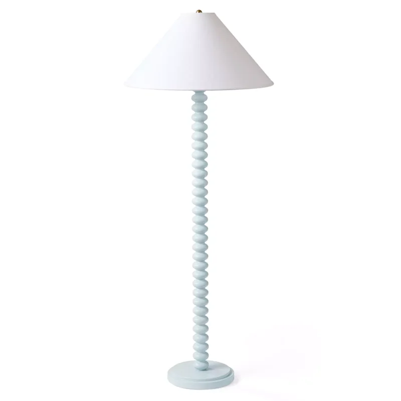 Piccolo Floor Lamp - Sky Base/White Linen Shade, 60"H