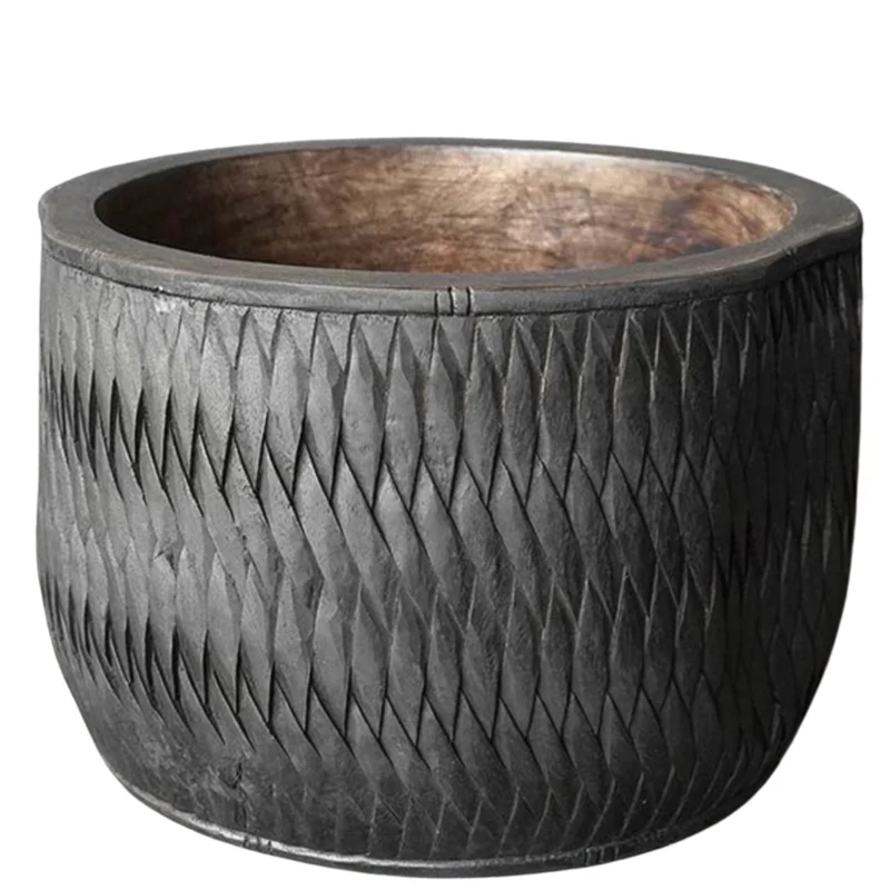 Plait Carved Bowl, Black