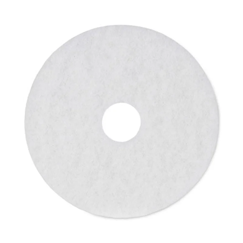 Polishing Floor Pads, 16" Diameter, White, 5/carton