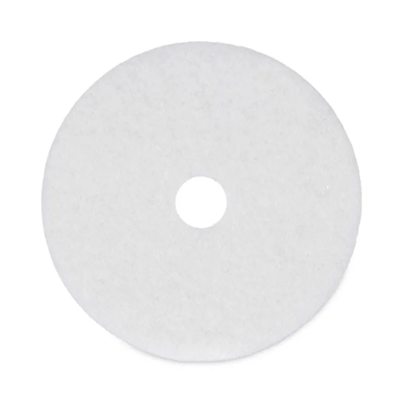 Polishing Floor Pads, 20" Diameter, White, 5/carton