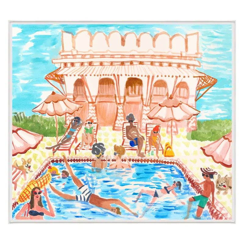 Poolside Play I, 47.5" x 41.5"