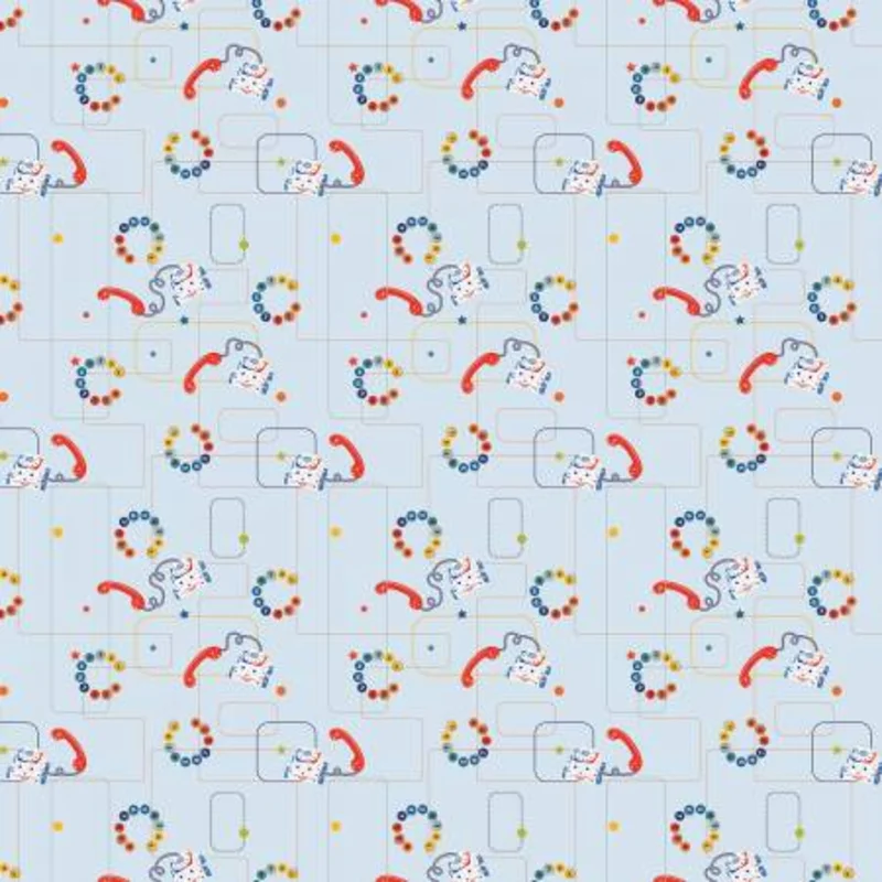 POP 'N PLAY: Phones-Sky (1/4 Yard)