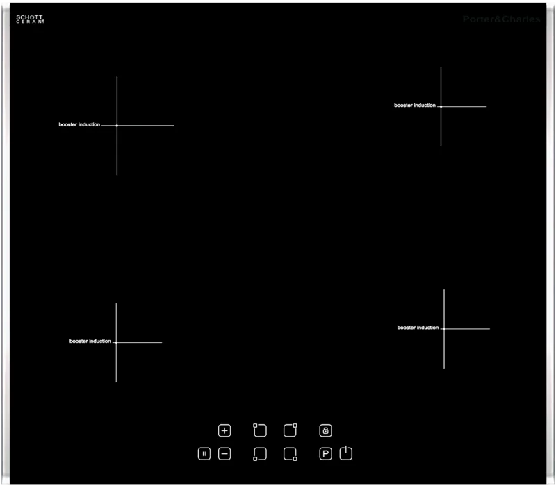 Porter & Charles - 23.25 inch wide Induction Cooktop in Black Stainless - CI60V Black Stainless