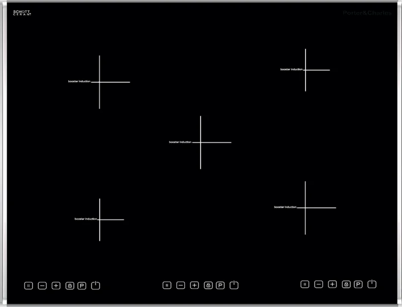 Porter & Charles - 35.25 inch wide Induction Cooktop in Black Stainless - CI90V Black Stainless