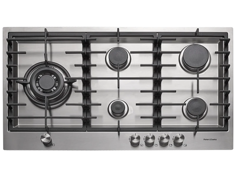 Porter & Charles - 35.4375 inch wide Gas Cooktop in Stainless - CG90WOK-F Stainless