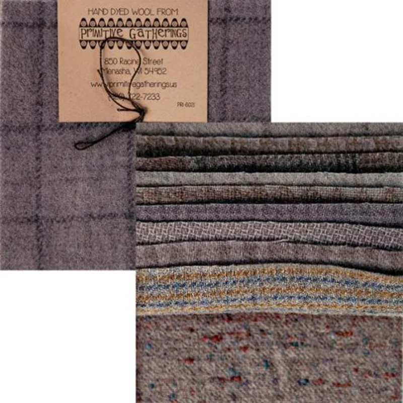 PRIMITIVE GATHERINGS: Wool 5" Charm Pack-Cement