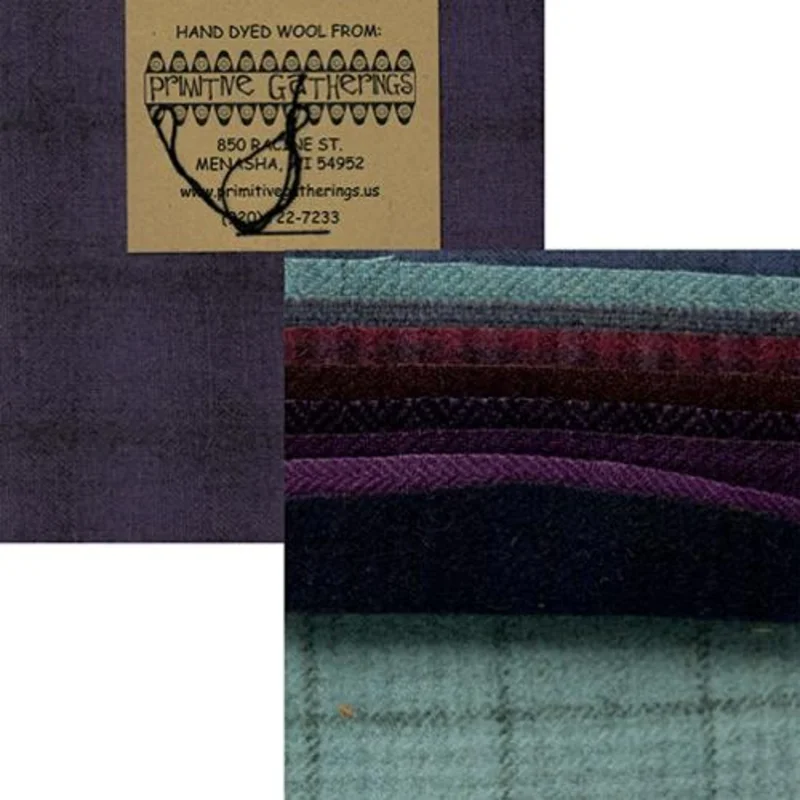 PRIMITIVE GATHERINGS: Wool 5" Charm Pack-Purples