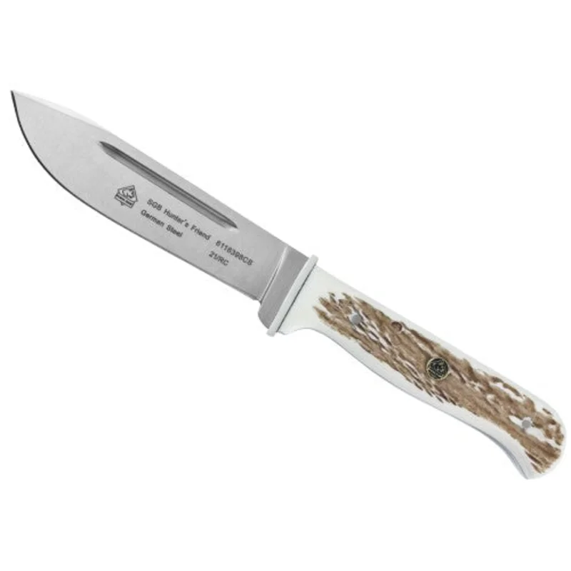 Puma SGB Hunter's Friend POM Commando Stag Fixed Blade Hunting Knife with Leather Sheath