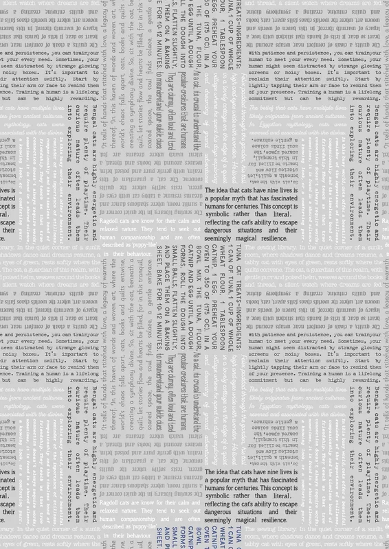 PURFECT BOOK CLUB: Cat Text-Light Grey (1/4 Yard)