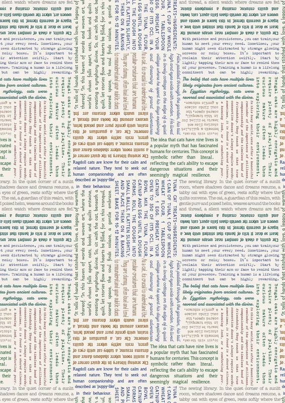PURFECT BOOK CLUB: Cat Text-Multi on Cream (1/4 Yard)