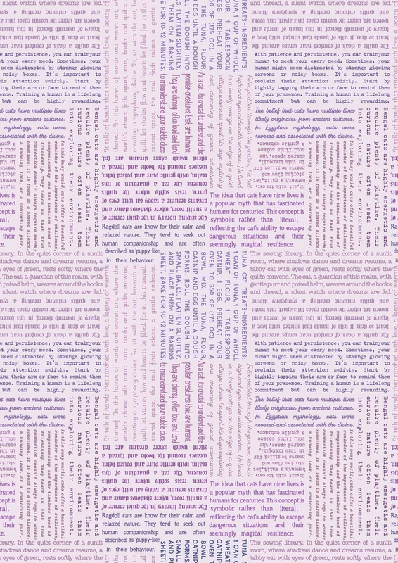 PURFECT BOOK CLUB: Cat Text-Purple on Light Purple (1/4 Yard)