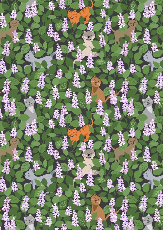 PURFECT BOOK CLUB: Catnip-Multi on Grey (1/4 Yard)