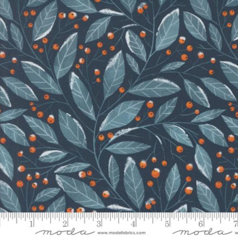 PURRFECT CHRISTMAS: Christmas Greenery-Midnight (1/4 Yard)